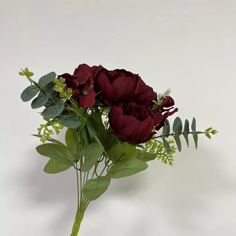 top view of 9 forks fake peony bouquet