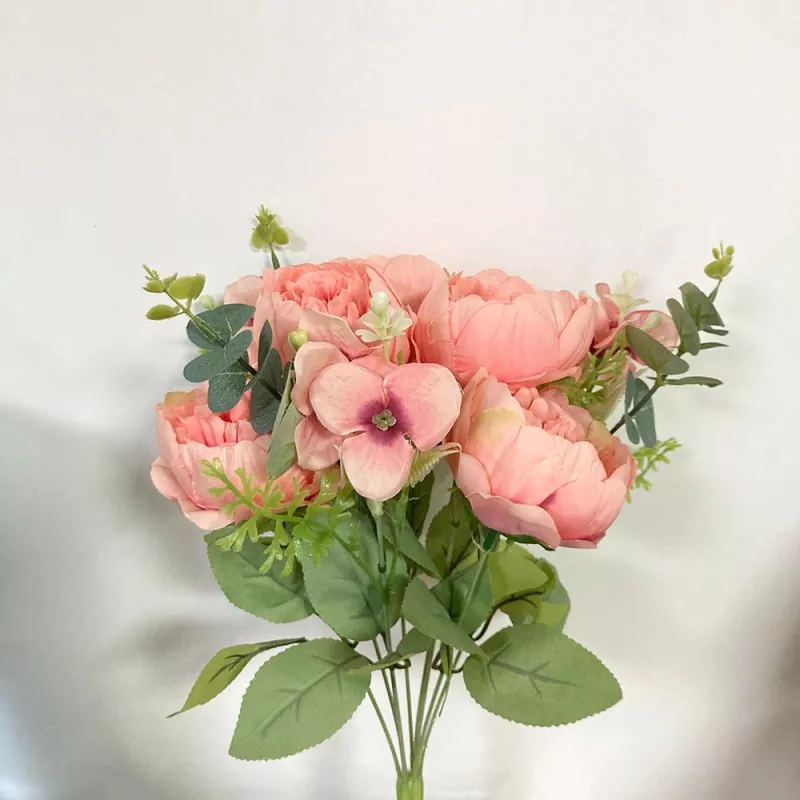 artificial peony bouquet with 9 stems