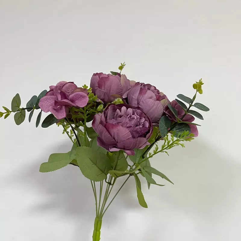 silk peony bouquet with plastic stems